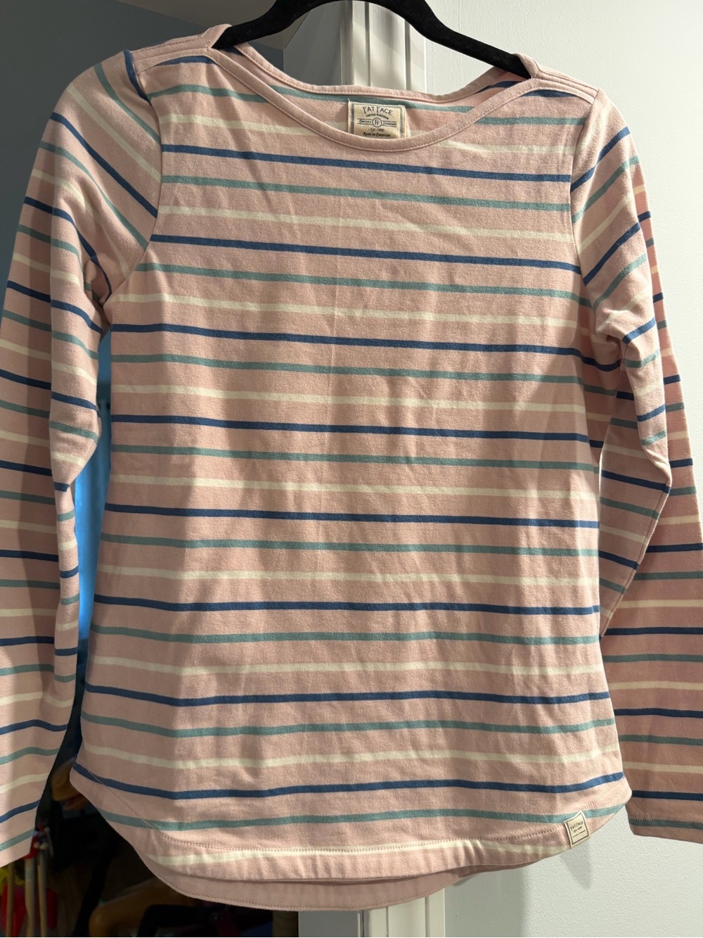 Fat Face Pink, Blue & Mint Striped Long-Sleeve Tee